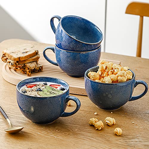 KOOV Ceramic Soup Mug, Soup Bowls with Handles Microwave Safe, 24 Ounce