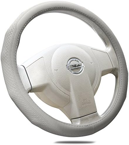 Car Steering Wheel Cover,Breathable,Anti- Slip,Elegant,Great Hand Feel Ultrafine Fiber Leather For Universal 15 inch Middle Size Grey Nasibo