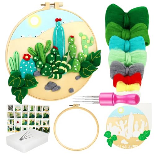 Felting Kits for Beginners Adult,Needle Felting Kit Beginner, Wool Felting Kit,Pastoral Style Kit for DIY,Home Decoration(Green)