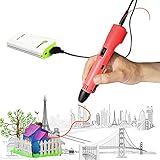 3D Pen For Kids ,Newest 3D Printing Pen Compatible ABS PLA Filament, KT-PRASE Portable 3D Printer Drawing Pen LCD Screen Supports Mobile Power (Red)