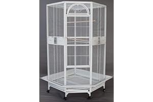 64" Extra Large Corner Flight Bird Parrot Cage for Cockatiel Parakeet Budgies Parrot with Around Metal Seed Skirts, Tight 1/2