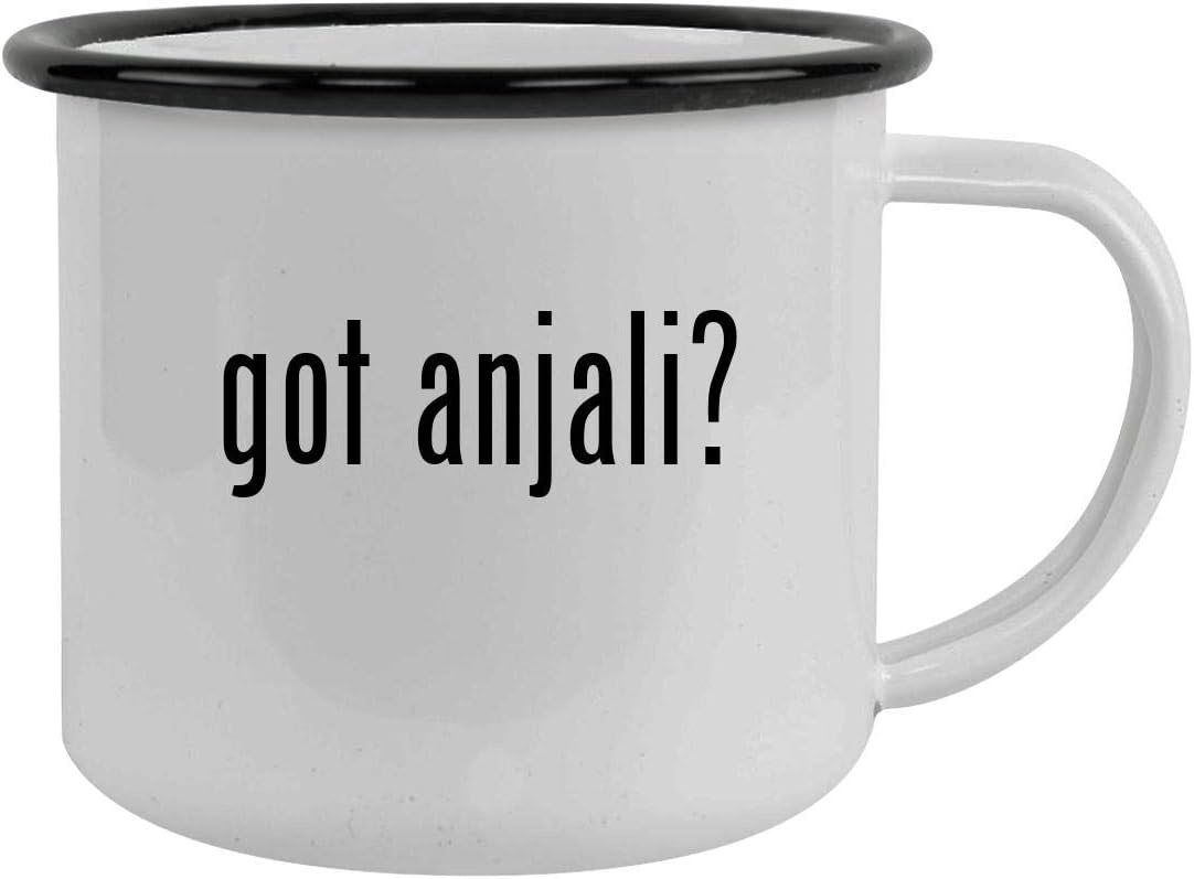 got anjali? - Sturdy 12oz Stainless Steel Camping Mug, Black