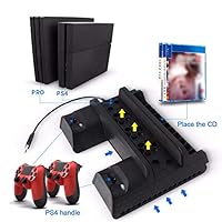 Colorzonesd for PS4/ PS4 Slim/ PS4 Pro Cooler, Multifunctional Vertical Cooling Stand