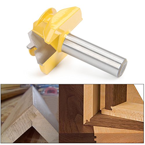 QLOUNI 1/2 Shaft Lock Miter Router Bit 2" Diameter 45 Degree Joint Bits for 3/4 thick Wood Cutter Tool