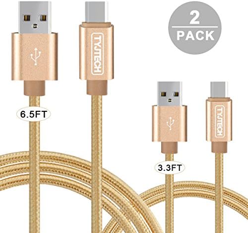 USB Type C Cable,TYJTECH 2-Pack 3.3FT 6.5FT USB Type C (USB-C) to Type A (USB-A) Data Sync Charging Cable for the New MacBook, Lumia 950/950xl, Nexus 5x/6p, ChromeBook Pixel and More - Gold