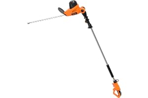 GARCARE Electric Pole Hedge Trimmer, Power Hedge Trimmer with 18 inch Dual-Action Laser Cut & Adjustable Cutting Head, 4.8Amp, 600W, Corded