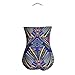 ZXZY Womens Bohemian Print Tube One Piece Monokinis Bathing Suits with Strap,Blue,Large