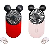 LACOVIA Cute Mickey Personal Mini Fan, Handheld & Portable USB Rechargeable Fan with Beautiful LED Light, 3 Adjustable Speeds