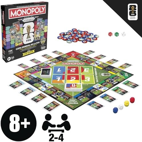 Monopoly Panini Prizm Jogo: Jogo de Tabuleiro Temático de Futebol da Taça do Mundo FIFA I com Cartas Colecionáveis Monopoly Panini Prizm FIFA World Cup 2026 I Idade: 8+ - Versão Espanhola