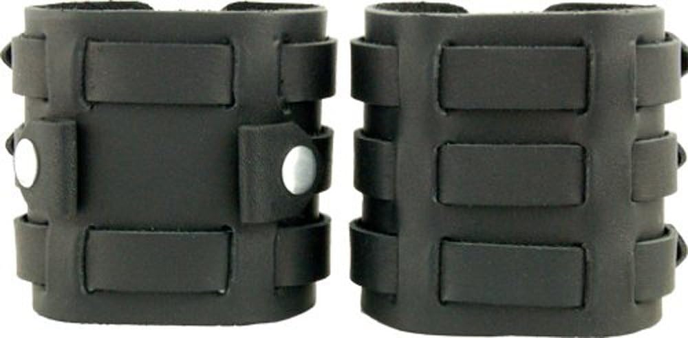 CuffWatches Black Leather Cuff Watch Band & Wristband Set