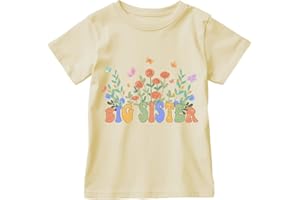 GEOYUNE Big Sister Shirt for Baby Girls Cotton T-Shirt Short Sleeve Tops Toddler Baby Announcement Tees Outfits 1-7 Years