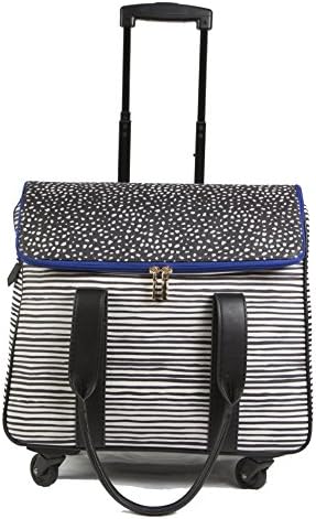 Printed Waxed Canvas Rolling Carry On Trolley Bag - Wheeled travel, work, and weekend tote.