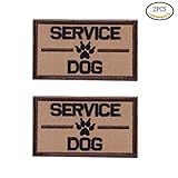 MEIKAI Set of 2 Service Dog /Ask to Pet/K9 Dog Embroidered Tactical Morale Velcro Patch Badge for Dog Harness & Vest (Service Dog brown)