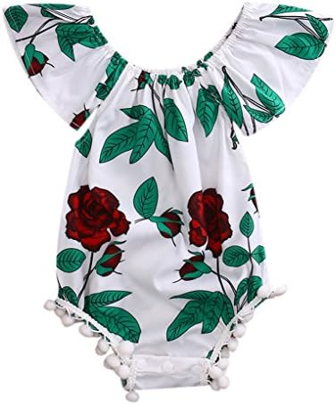 Baby Girls Bodysuit Newborn Infant Kids One-Piece Romper Jumpsuit Floral Backless Outfits Sunsuit (White) (18-24 Months)