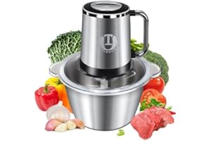 Meat Grinder Food Processor Chopper Electric Small with Safety Handle, TOMBOT 8-Cup Mini Blender for Meat Vegetables Fruits N