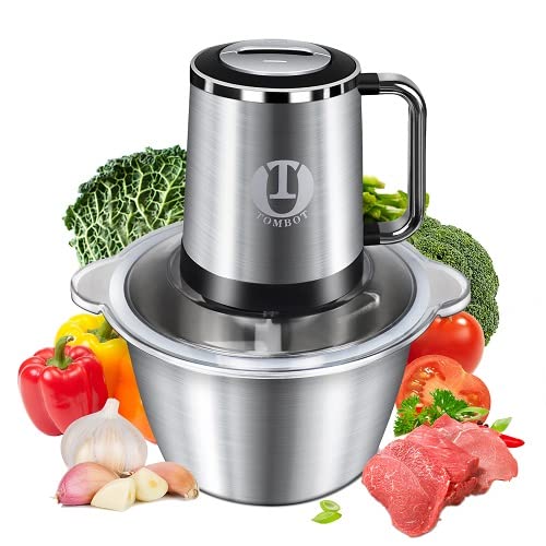 Photo 1 of *NON-FUNCTIONAL*
Meat Grinder Food Processor Chopper Electric Small with Safety Handle, TOMBOT 8-Cup Mini Blender for Meat Vegetables Fruits Nuts Puree with Spatula & 4 Sharp Blades, 1.8L Stainless Steel Bowl,2 Speeds