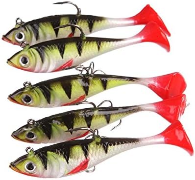 Soft Lead Fish Set Kit Lots,For Fishing Lures Baits Tackle Set For Freshwater Trout Bass Salmon（Pack of 5）