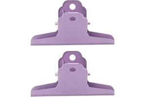 SEEK RARE 2PCS Extra Large Binder Clips Metal Bulldog Clips Large Paper Clamps Holder Chip Clips for Home School Office Drawing Bag Purple 4inch
