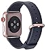 JSGJMY Apple Watch Band 38mm Women Midnight Blue Genuine Leather Wrist Strap Replacement Bracelet with Rose Gold Metal Clasp for iWatch Series 3/Series 2/Series 1/Edition/Sport