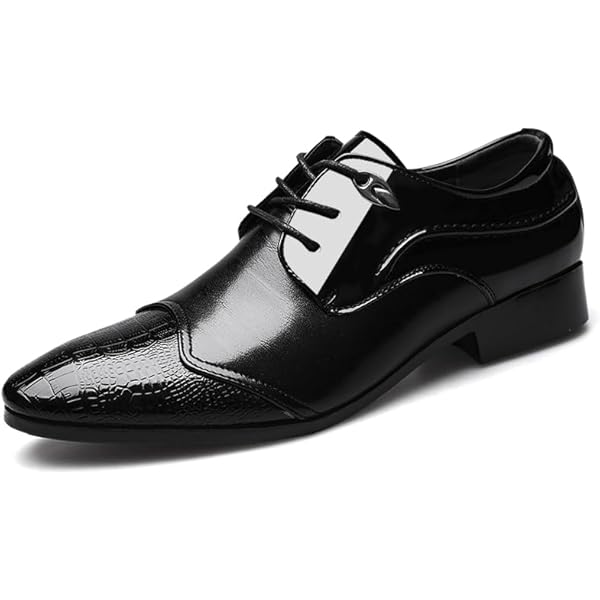 Amazon.com | KYOESCAI Mens Dress Oxford Shoes Pointed Toe Patent Leather  Lace-ups Formal Derbys Business Wedding Shoes,Black,6 | Oxfords