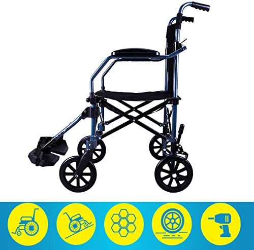 Heavy Duty Bariatric Folding Wheelchair, Lightweight and Foldable Frame, Portable Transit Travel Chair Lightweight Folding Four Brakes -Weighs Only 10kg,Convenient