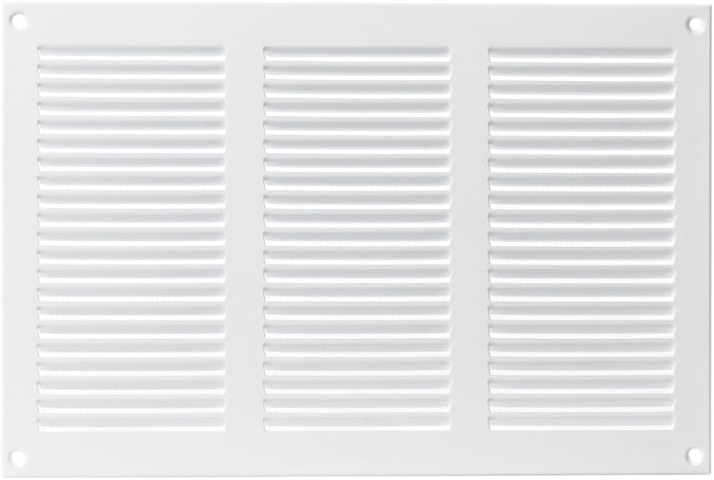 EUROPLAST White 300x200mm/12x8in Metal Air Vent Grille Cover with Insect Mesh