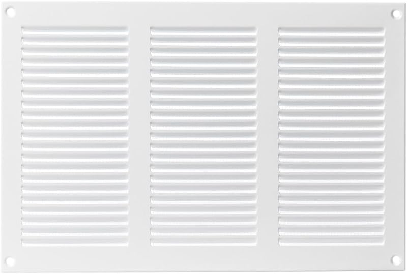 EUROPLAST White 300x200mm/12x8in Metal Air Vent Grille Cover with Insect Mesh