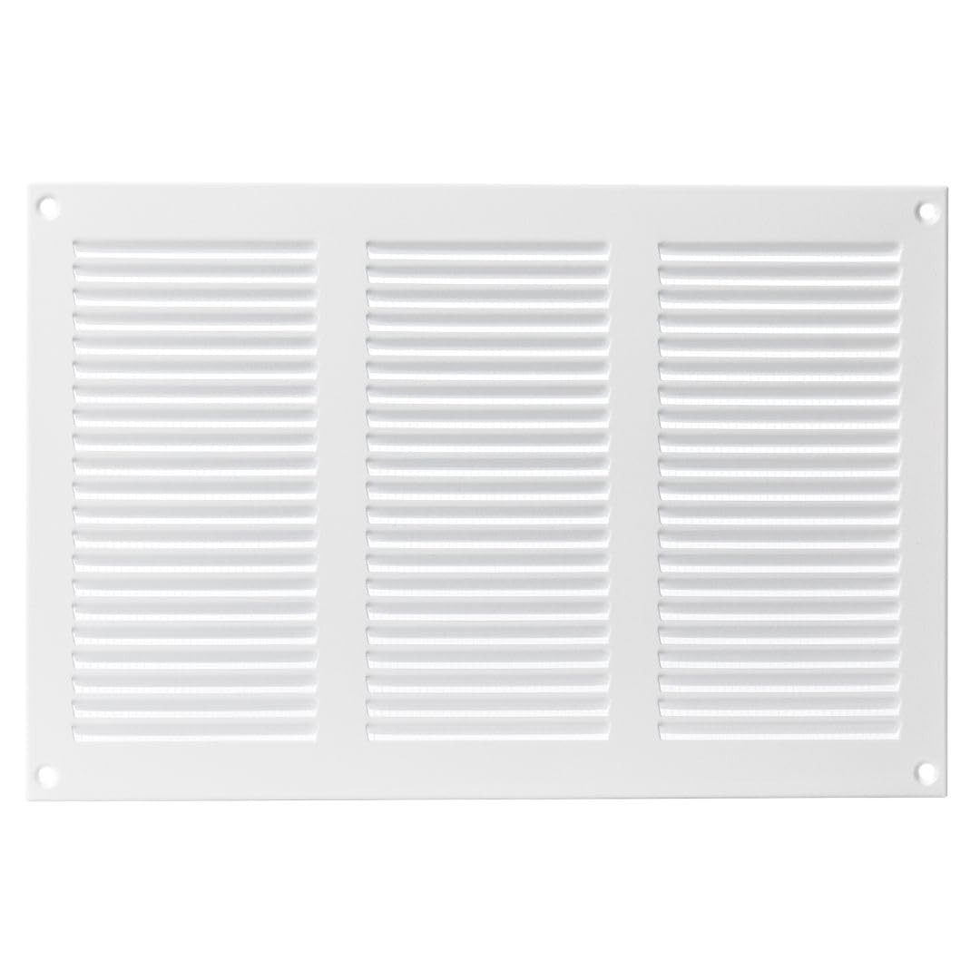 EUROPLAST 300x200mm / 12x8" inch White Metal Air Vent Grille Cover with Insect Mesh - Ventilation Cover โ image 1
