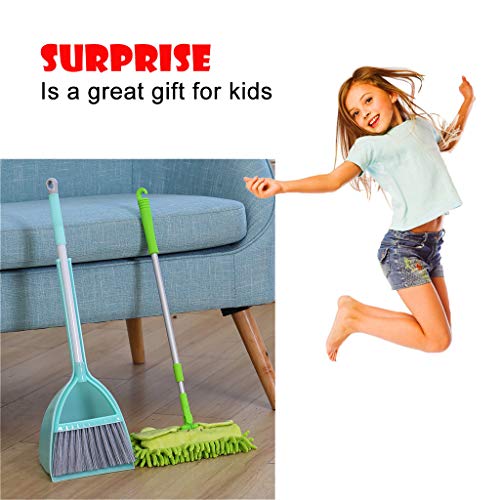 Miklan Kid's Mini Housekeeping Cleaning Tools, 3pcs Small Mop Small Broom Small Dustpan, Little Housekeeping Helper Set, Pretend To Play Toys Sets Mommy's Little Helper Broom Set (Ship From US) - Thumbnail 3
