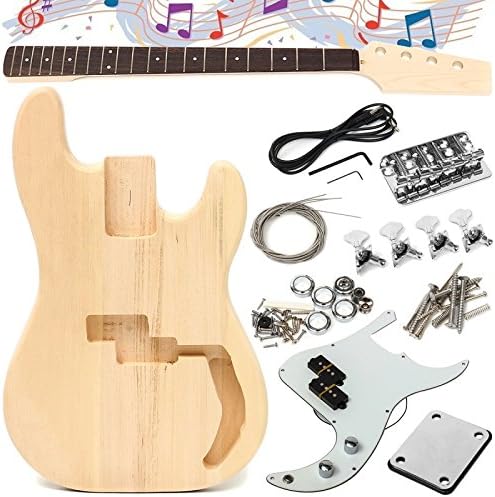 XUJJA DIY Unfinished Electric Guitar Basswood Wood Body with Neck String XUJJA