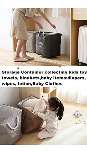 2Pack Large Linen Laundry Basket Foldable Waterproof Laundry Storage Bin Washing Basket with Handles Collapsible Laundry Storage Container Dirty Clothes Sorter Organization bin(2pack laundry basket)