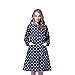 LOHOME Lady’s Raincoat, Women's Long Dot Style Waterproof Hooded Raincoat Clothing Rainwear Rain Jacket Quick Dry Beautiful Cute Wind Coat for Women Ladies Girls (Navy)