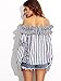 Floerns Women's Long Sleeve Striped Ruffle Off Shoulder Top Blouse