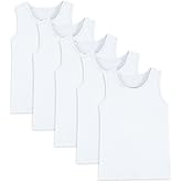 Hercugifts 5 Pack Boys Tank Tops Cotton Undershirts Kids Sleeveless Crew Neck Tank Tops for Toddlers Youth(Age 2-16)