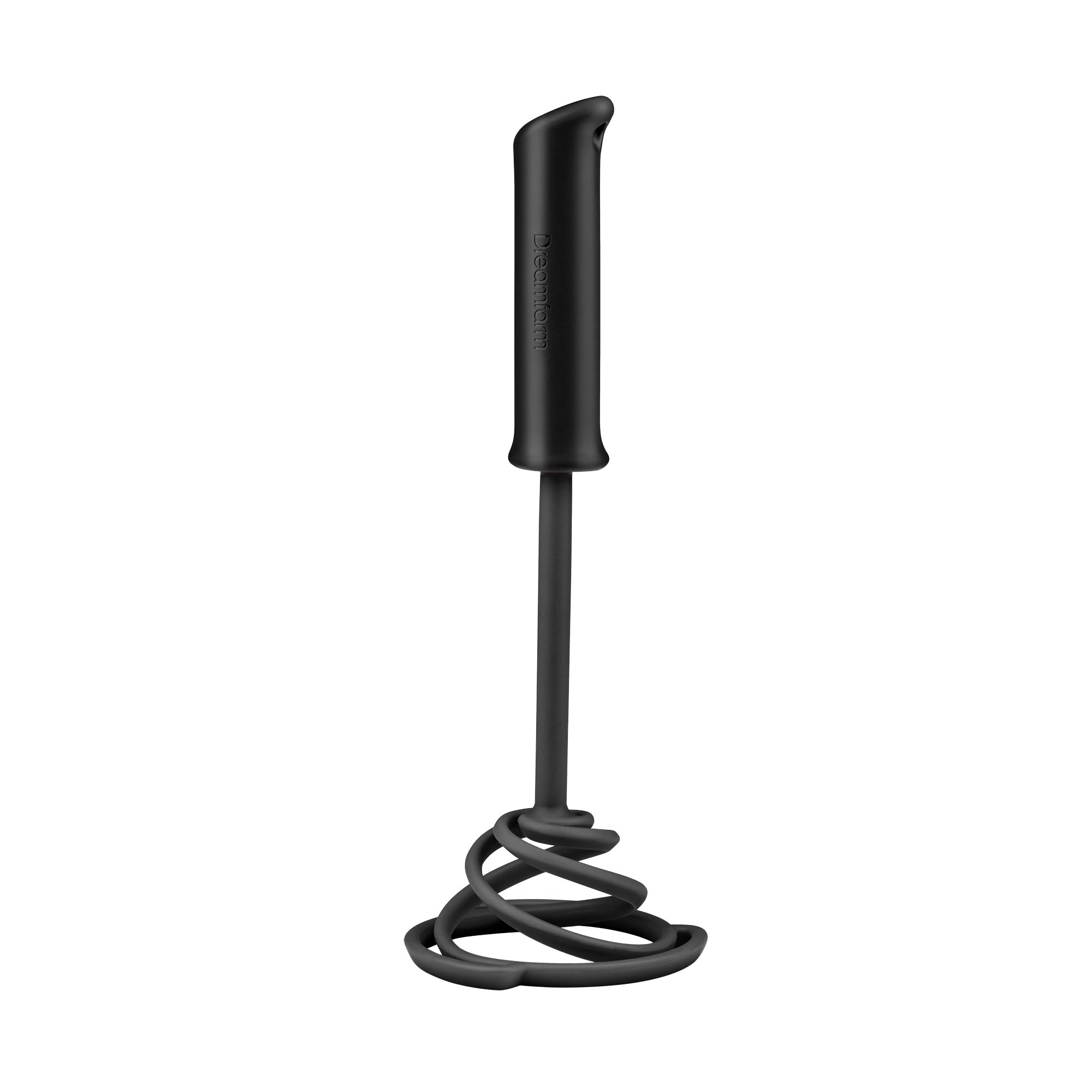 Dreamfarm Smood Lite | One-Handed Press Vegetable & Potato Masher with Soft Grip and Bowl Scraper | Nylon | Black