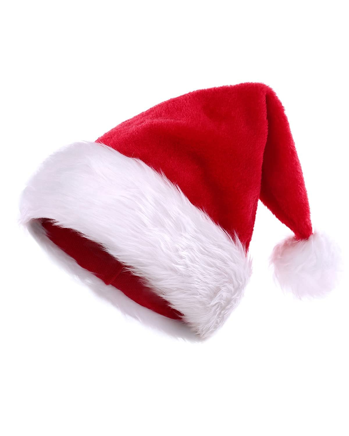 KONVINIT Christmas Hat Adult,Santa Claus Hat Plush Father Christmas Hat Deluxe Santa Hat for Men and Women Xmas Hats for Christmas Party,Santa Costume,Red — image 1