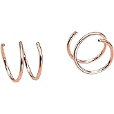 14k Rose Gold Filled Double Twist Hoop Earrings for Single Piercing/Small Spiral Cartilage Hoop Illusion Earrings. 19 gauge. (1 Pair)