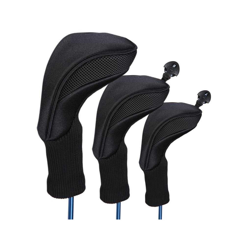 Namvo 3Pcs/Set Golf Driver Wood Head Club Covers Equipment Pole Protective Sleeve Professinal Golf Putter Head Protectors Black