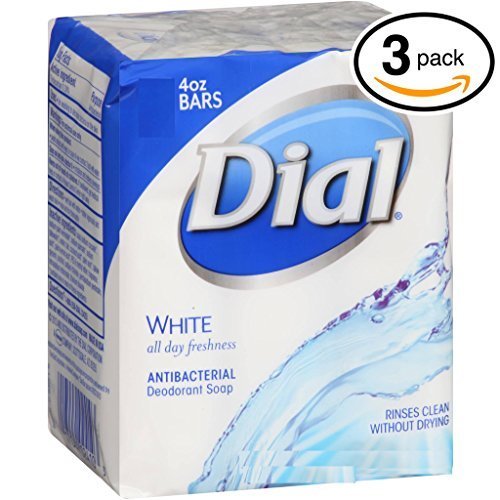 (PACK OF 3 BARS) Dial Classic WHITE Antibacterial Bar Soap. Round the Clock Odor Protection. Leaves Skin Smooth & Radian! Hypo-Allergenic. Great for Hands, Face & Body! (3 Bars, 4oz Each Bar)