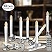 CelebrationLight 10 Pack Flameless Taper Candles with Remote/Timer, Battery Operated Flickering LED Window Candles, Vintage Christmas Electric Fake Candlesticks, Silver Holder