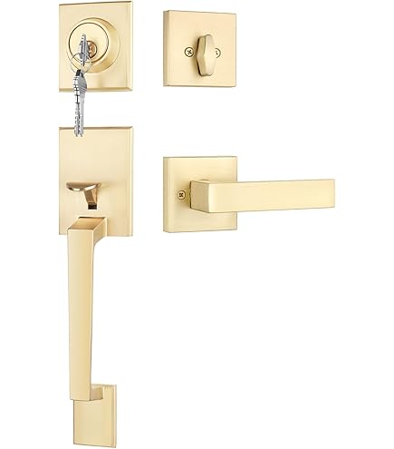 Goldenwarm Front Door Handle and Deadbolt Set, Gold Front Door