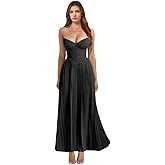 Fulbymu Strapless Chiffon Bridesmaid Dresses for Women Long Ruched Prom Dress Formal Dress