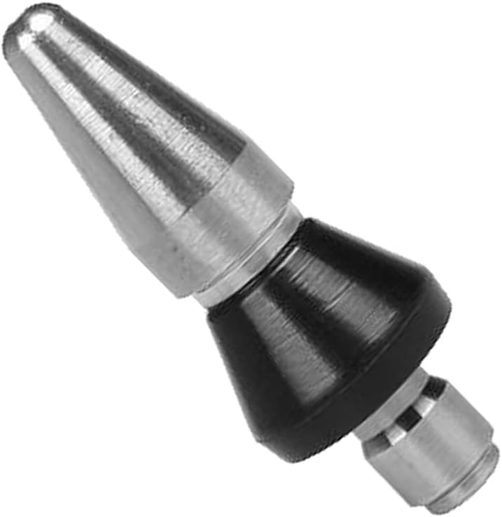 F Fityle Heavy-Duty Pressure Sewer Jetter Nozzle for Pressure Washer Drain Jetting Hose, 1/4 Quick Connector - 4000 PSI - Silver & Black