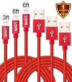 LOVRI 1Pack 3FT 2Pack 6FT Lightning Cable Nylon Braided USB Charging Cable Cord for iPhone SE, 6s, 6s plus, 6Plus, 6, 5s 5c 5, iPad Air mini min2, iPad 4,iPod 5. (Red)