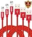 LOVRI 1Pack 3FT 2Pack 6FT Lightning Cable Nylon Braided USB Charging Cable Cord for iPhone SE, 6s, 6s plus, 6Plus, 6, 5s 5c 5, iPad Air mini min2, iPad 4,iPod 5. (Red)