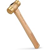 REAL STEEL Drop Forged Solid Brass Non-Sparking Hammer 20 Oz, Hickory Wood Handle 0421