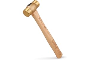 REAL STEEL Drop Forged Solid Brass Non-Sparking Hammer 20 Oz, Hickory Wood Handle 0421