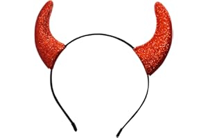 Giraffe Manufacturing Red Devil Horns Headband for Kids and Women - Glitter Devil Ears Dragon Horns Devil Costume Accessories - Cosplay Halloween Apparel Accessories for Women