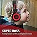 Besom Kids Headphones, i66 for Boys Girls Teens Children Toddler Stereo Adjustable Foldable Tangle-Free Cord 3.5mm Jack Wired Over-Ear Headset for iPad iPhone Computer MP3/4 Kindle Tablet (Red)