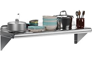 24" X 12" NSF-Certified Stainless Steel Wall Shelf Heavy-Duty Floating Shelving for Kitchen, Restaurant, Home & Hotel